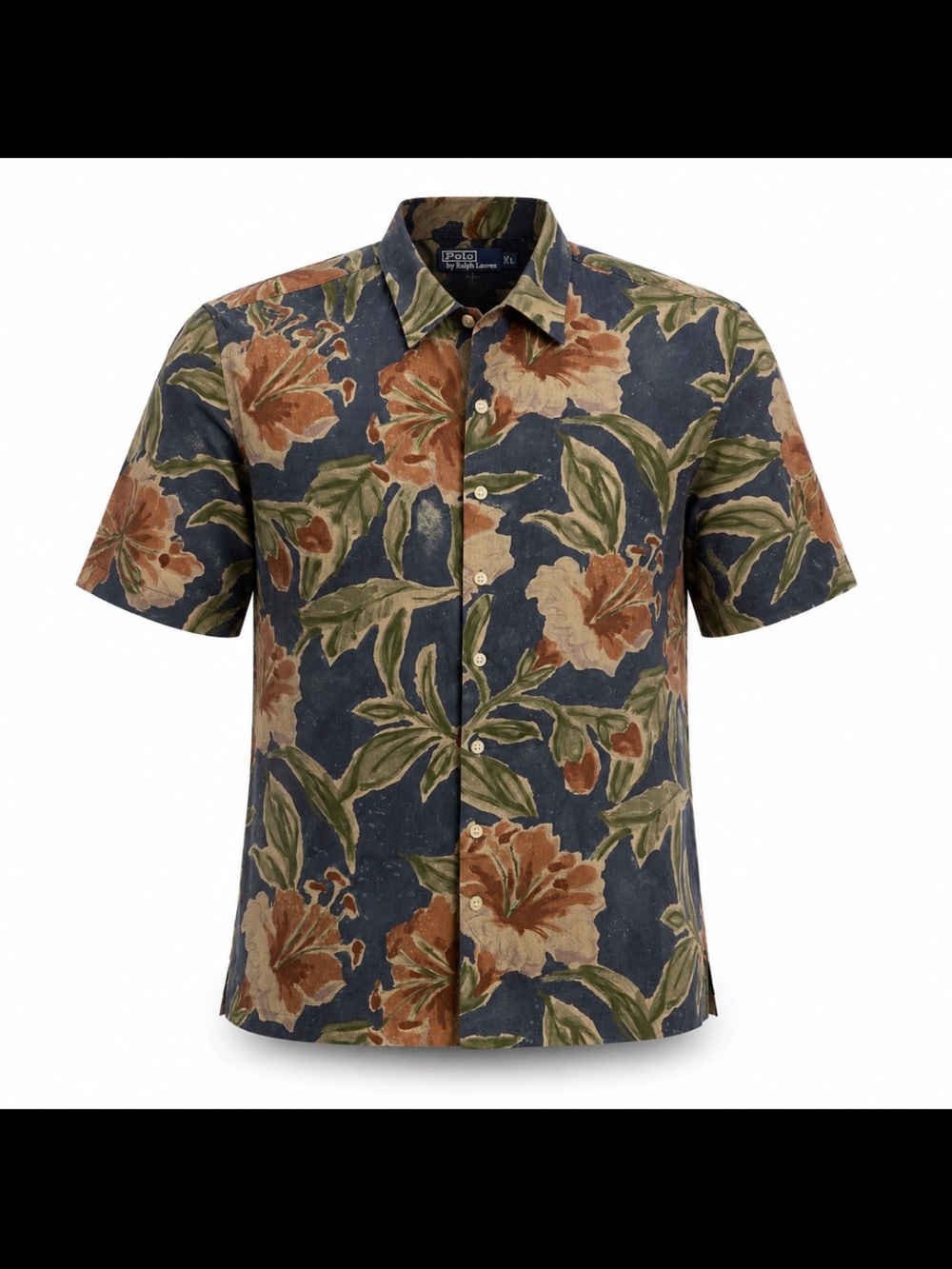 Vintage Polo Ralph Lauren floral watercolor cotton-linen camp shirt size XL
